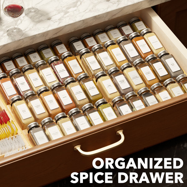 SpaceAid Bamboo Spice Drawer Organizer, Expandable 4 Tier Spices Rack